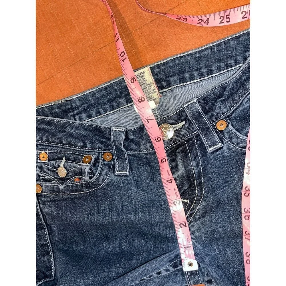True Religion Blue Denim Embroidered Pockets Skinny Fit Jeans Women's Size 27